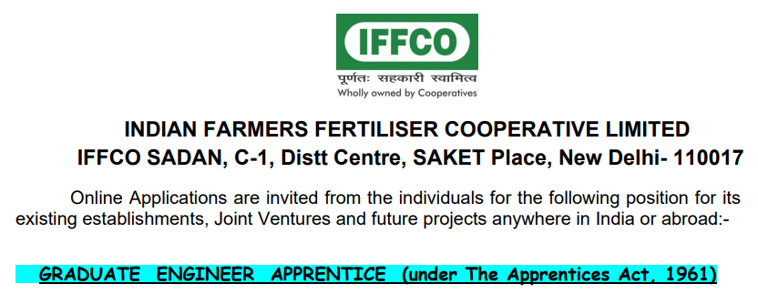 IFFCO Apprentice Recruitment 2024
