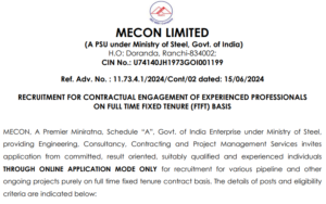 MECON Recruitment 2024